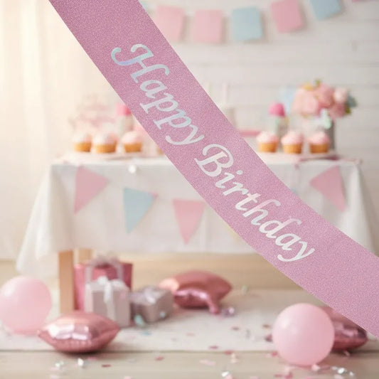 Bandas Happy Birthday Escarchas Metalizadas Fiestas/arreglos