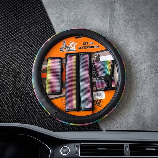 Kit Forro De Volante Bling Bling Negro Multicolor