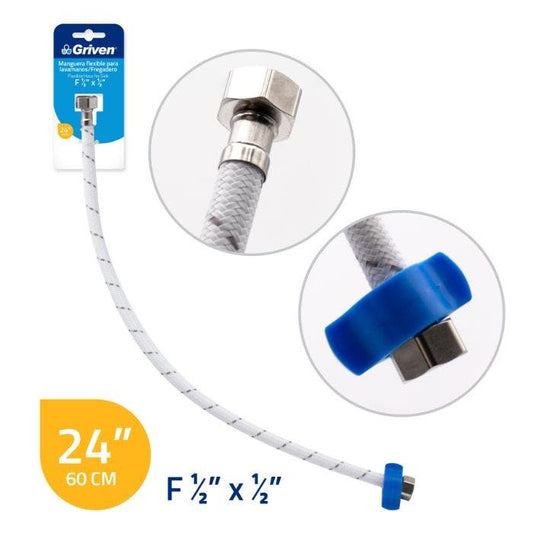 Canilla 1/2x1/2 Flexible 24 Para Lavamanos/fregadero Griven
