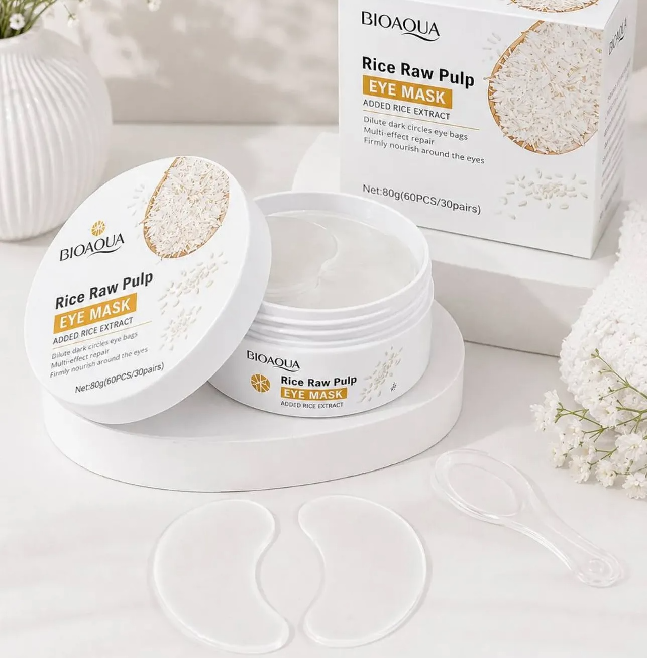 Parches Ojeras Arroz Bioaqua Hidratante 60uds
