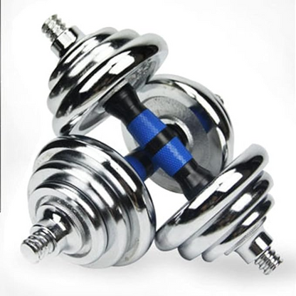 Kit De Mancuernas Y Barra Ajust De 30kg De Metal Con Estuche