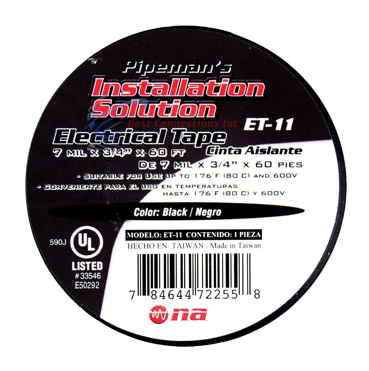 Teipe Negro Electrico De 18 Metros Pipeman's Solution Cinta