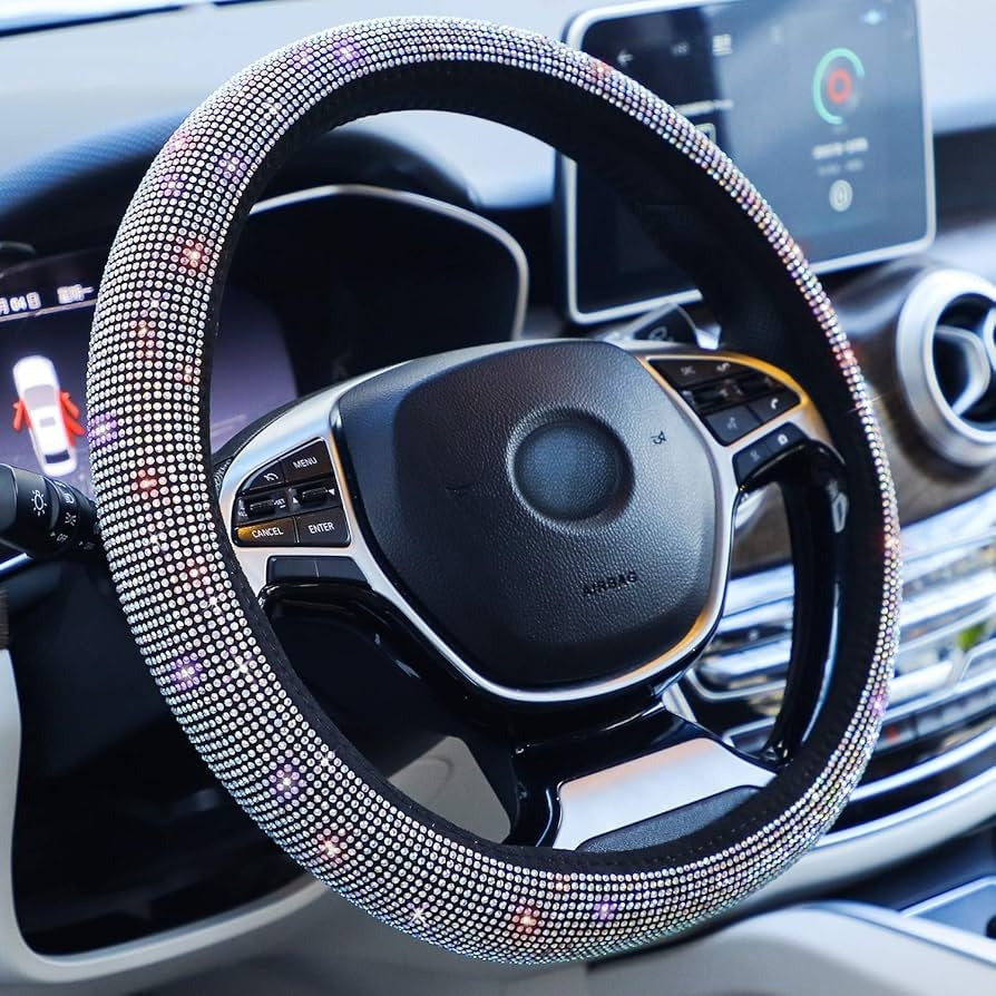 FORRO PARA VOLANTES DE CARROS CON BRILLANTES ELEGANTES