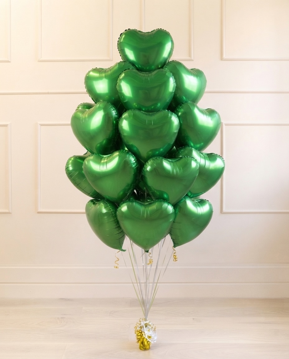 Globo Metalizado Corazón Liso 18 Inch Verde