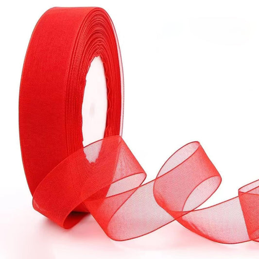 CINTA ORGANZA ROJA DECORATIVA OK DE 25mm X 23mm