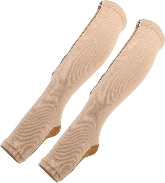 Medias Elásticas De Compresión Con Cremallera Par Unisex Xxl