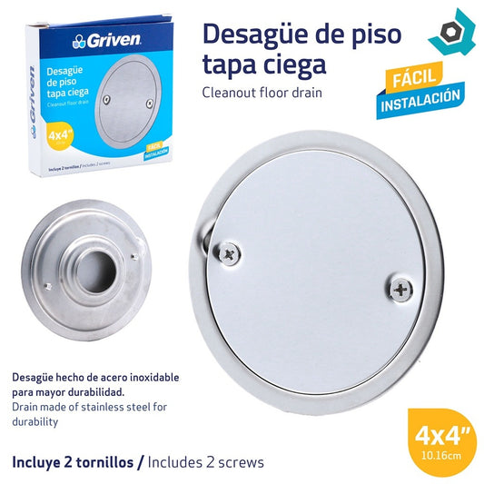 Desagüe De Piso Tapa Ciega Griven Medidas 4 X 4 Pulgadas
