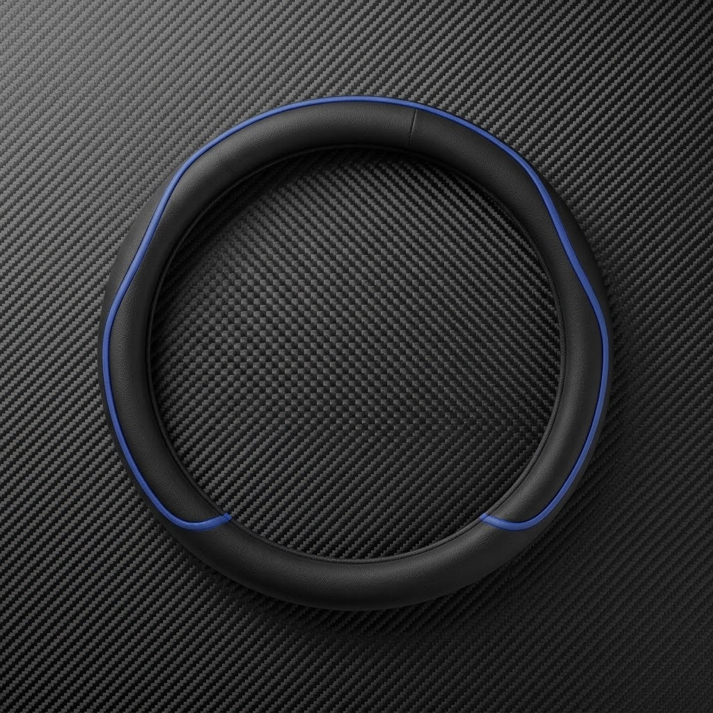 Forro de Volante Negro Con Relieve Azul Deluxe
