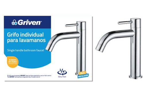 Llave Para Lavamanos Individual Metálica Cuello Corto Griven