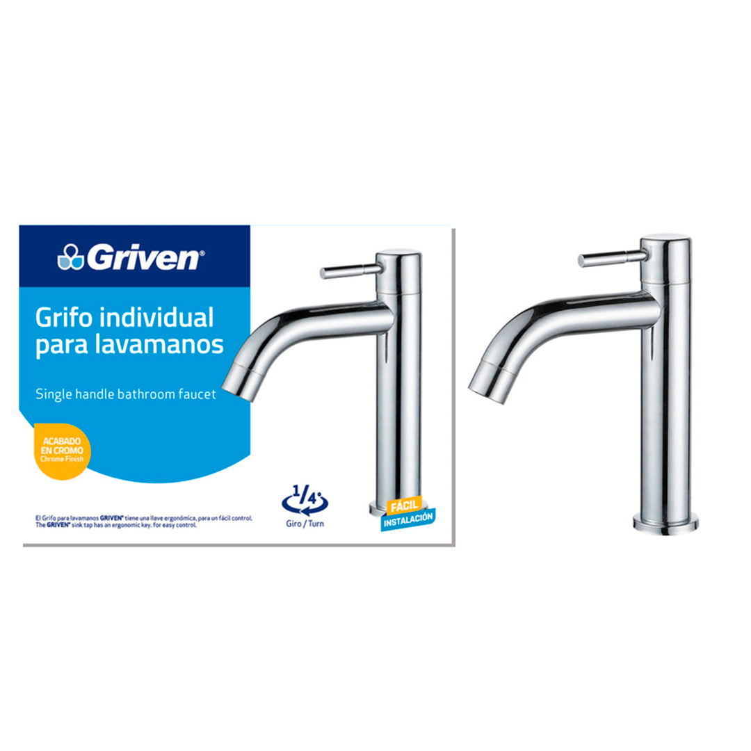Llave Para Lavamanos Individual Metálica Cuello Corto Griven