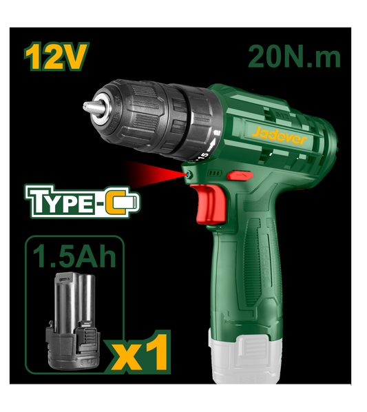 Taladro Inalámbrico 12v Jadever 20nm - 750 Rpm