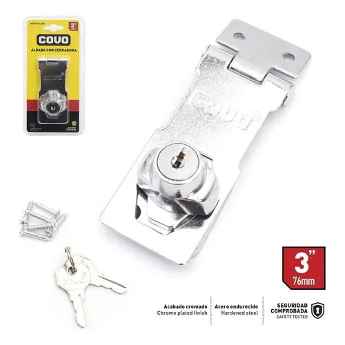 Aldaba Con Pasador Cerradura De 3 Pulgadas Cromad Marca Covo