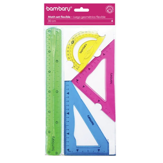 Juego Geométrico Flexible De 30 Centimetros Y 4 Unidades