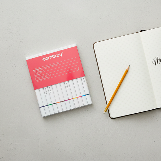 Marcadores Para Lettering Doble Punta De 12 Unidades Bambary