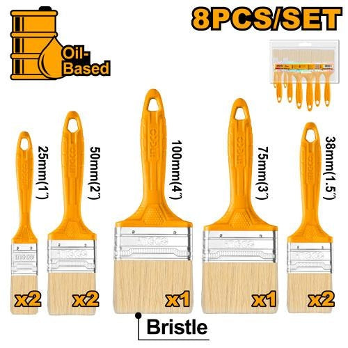 Set De Brochas De 8 Piezas Diferentes Medidas Ingco