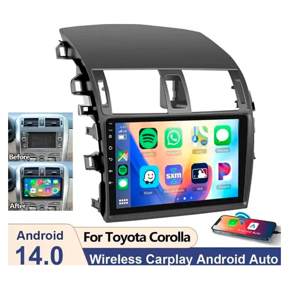 Reproductor Pantalla Android 9 Toyota Corolla 09/13 4+64gb