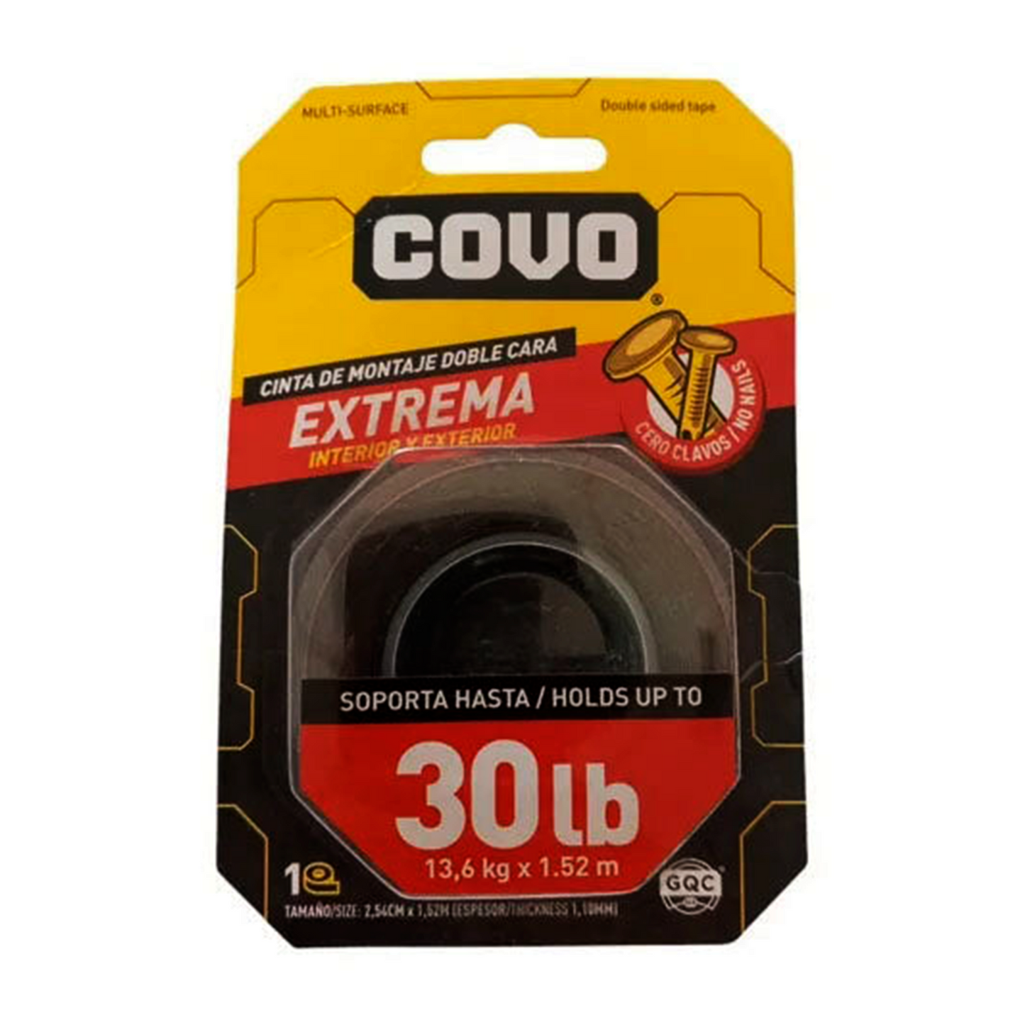 Cinta Doble Faz Adhesiva Extra Fuerte Roja 13.6 Kg/1.52 Mts.