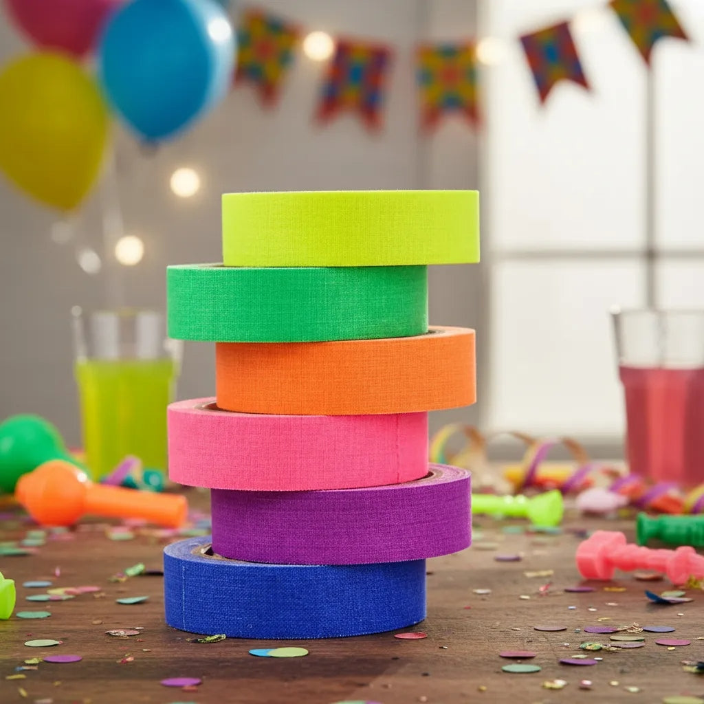 Kit Tirro Teipe Neón Para Hora Loca Fiestas Cotillón 6 Unidades