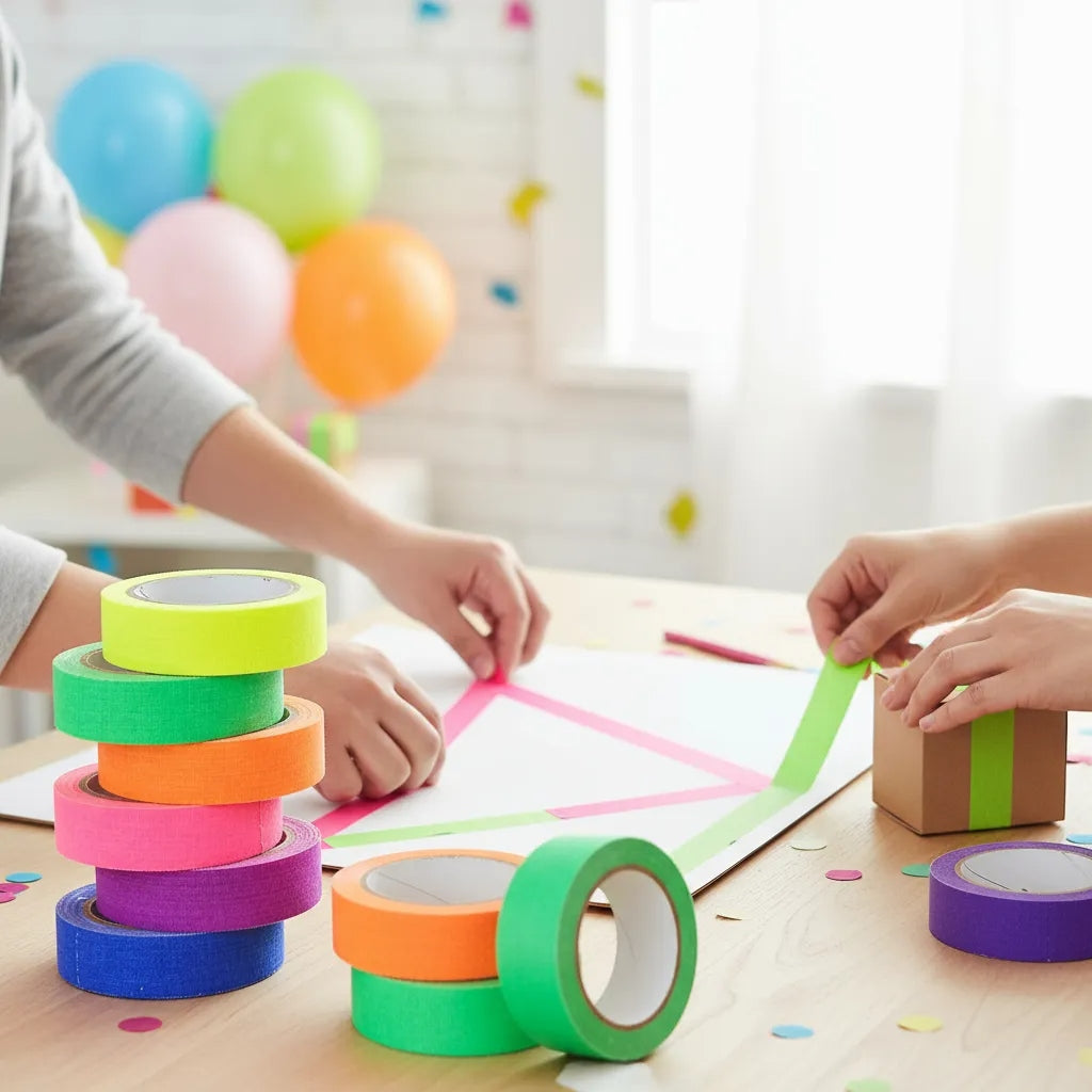 Kit Tirro Teipe Neón Para Hora Loca Fiestas Cotillón 6 Unidades