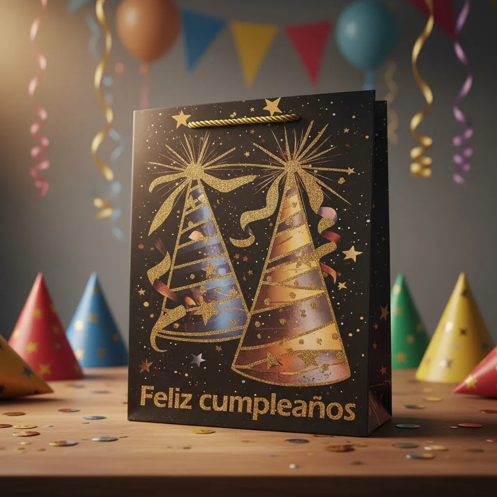 Bolsa De Regalo Glamour Feliz Cumpleaños 26x10x32