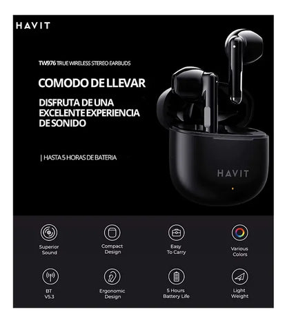 Audífonos Earburds Havit TW976 NEGRO