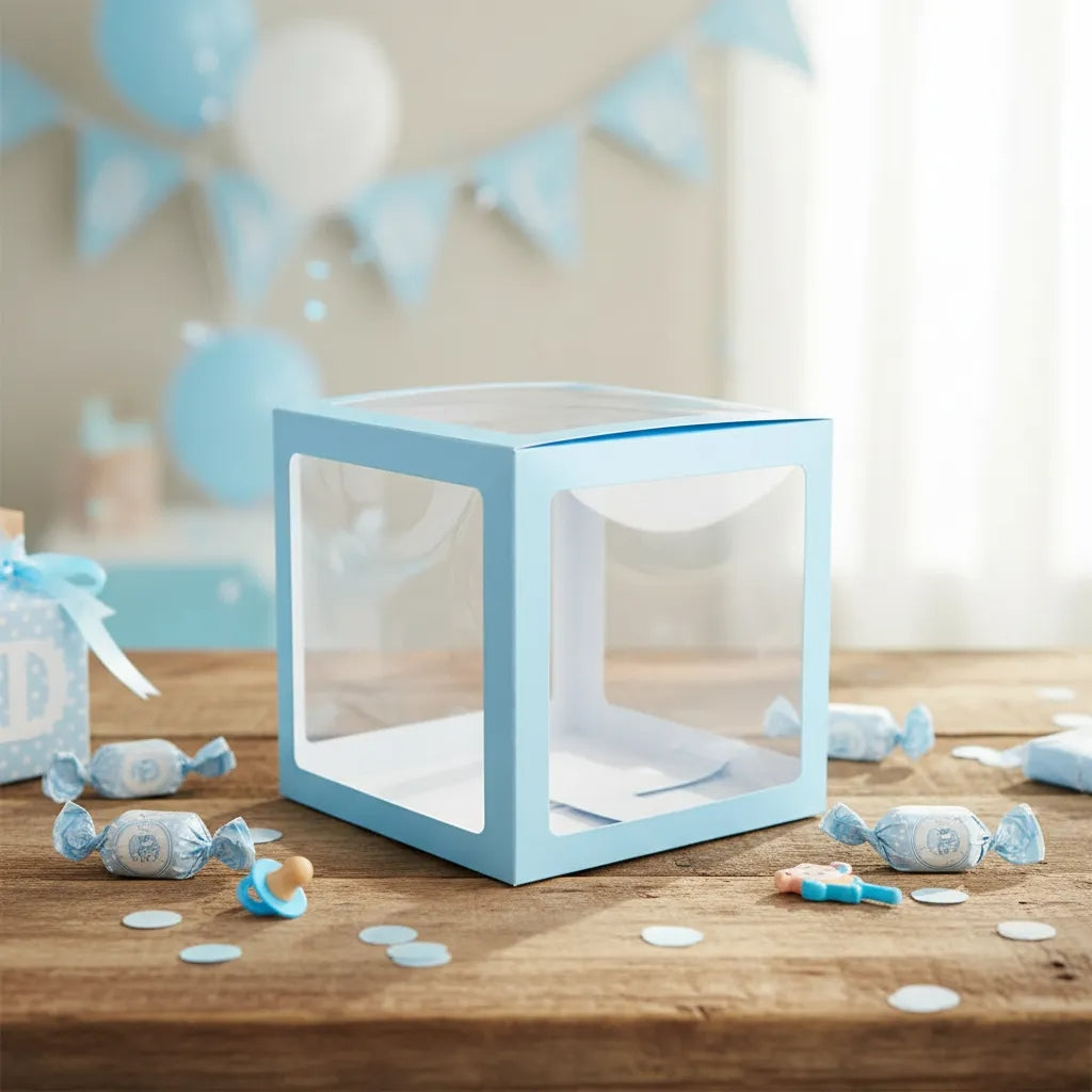 Cajas Con Visor Armables Para Bebe De 29.5x30 Cm Azul Y Rosa