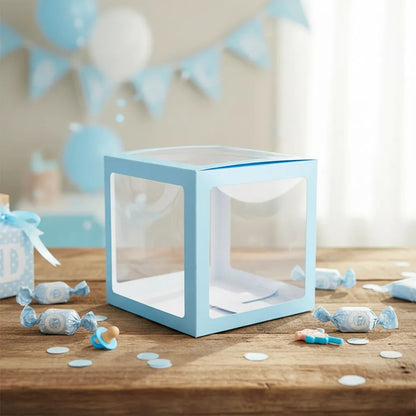 Cajas Con Visor Armables Para Bebe De 29.5x30 Cm Azul Y Rosa