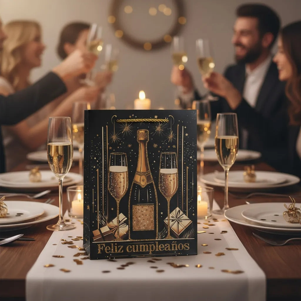 Bolsa De Regalo Glamour Feliz Cumpleaños 18x10x23