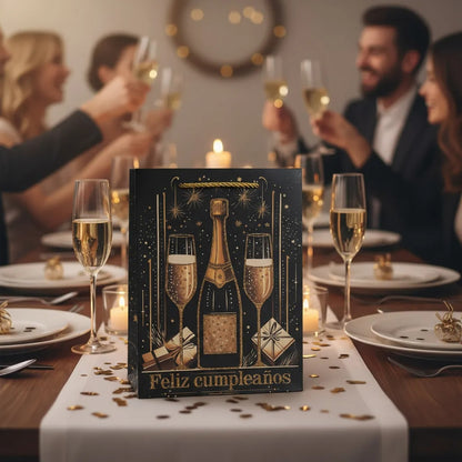 Bolsa De Regalo Glamour Feliz Cumpleaños 18x10x23