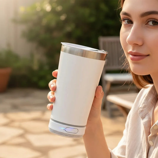 Vaso Termico Con Corneta Bluetooth Y Destapador De Cerveza