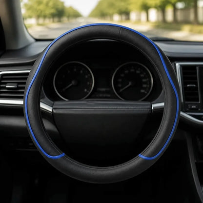 Forro de Volante Negro Con Relieve Azul Deluxe
