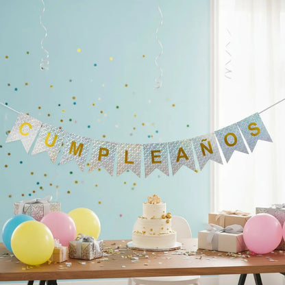 Banderines Feliz Cumpleaños Efecto Puntos Fiestas / Arreglos