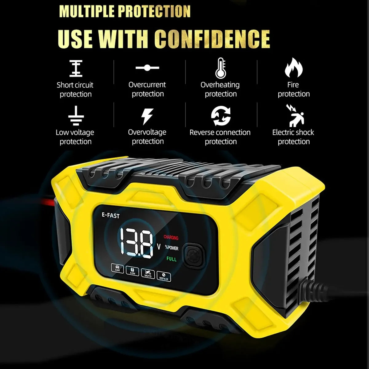 CARGADOR INTELIGENTE DE BATERIA PARA CARRO 12V