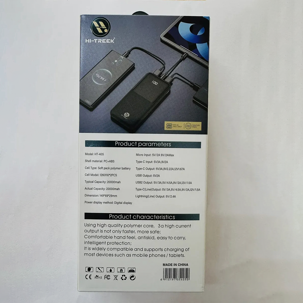 Powerbank Carga Rapida Hi-treek 20.000 Mah Lighthing Tipo C