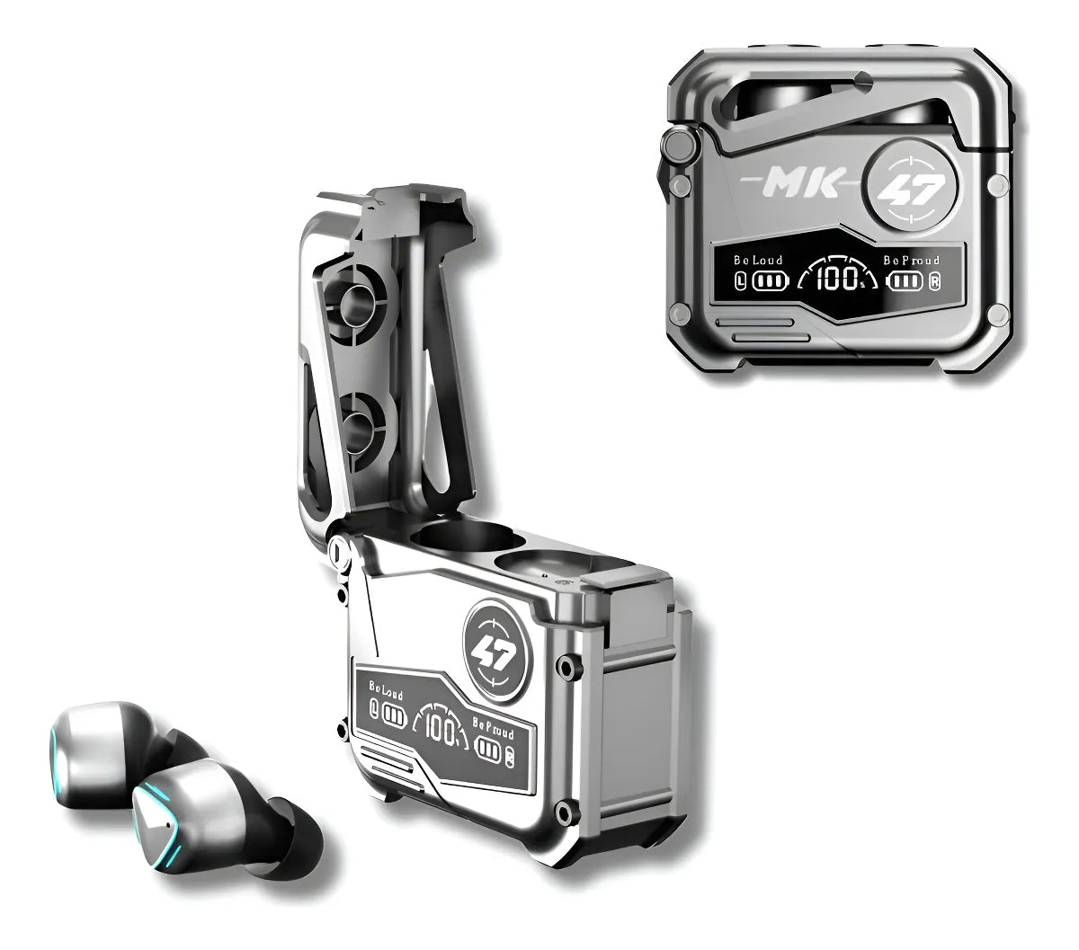 Audifonos Inalambricos Mk47 Bluetooth Plateado In-ear 5.4