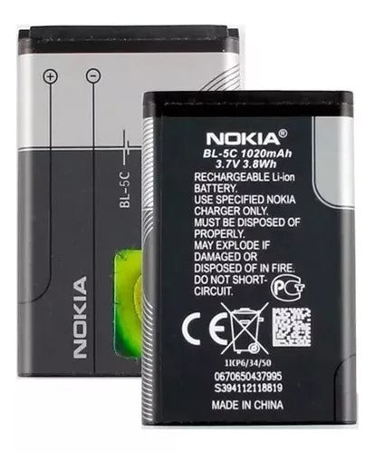 BATERíA NOKIA MODELO BL-5C 5c 3.7v - 1020mah / 3.8w Teléfonos