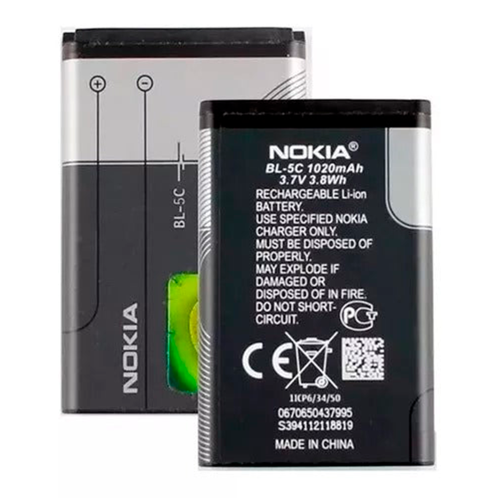 BATERíA NOKIA MODELO BL-5C 5c 3.7v - 1020mah / 3.8w Teléfonos