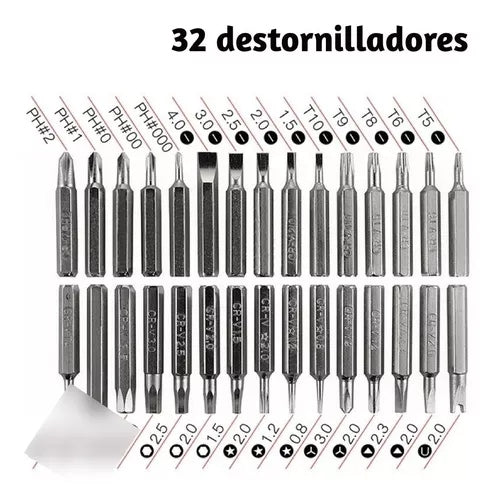 Kit Juego Destornillador 32 Piezas Desarmable Imán Piezas Herramientas