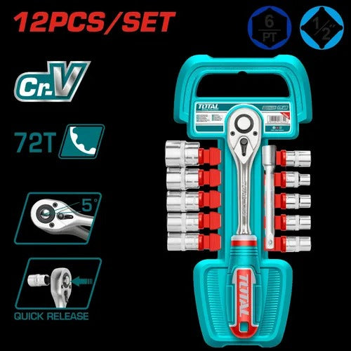 Juego De Rachet Y Dados Milimétricos De 1/2 12piezas