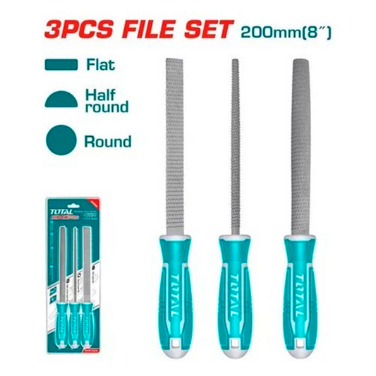 JUEGO DE LIMAS PARA MADERA DE 8" - 200mm TOTAL TOOLS