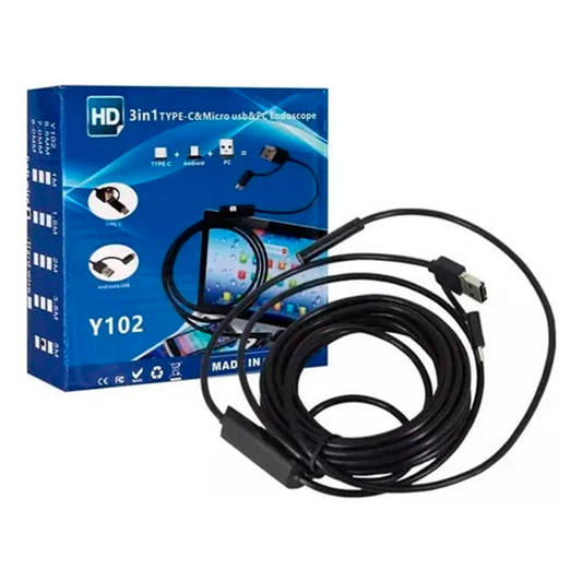Cámara Endoscópica 1 Metro 3 En 1 Micro Usb Tipo C Rigida