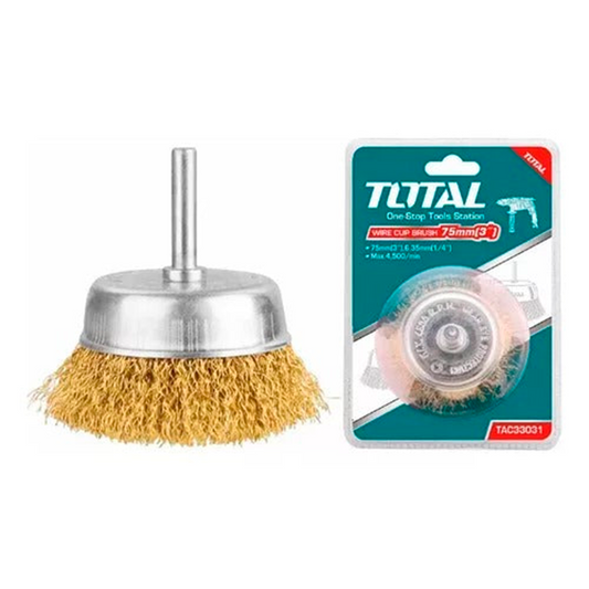 DISCO COPA DE ALAMBRE CEPILLO DE 3 PULGADAS 5/8 TOTAL TOOLS