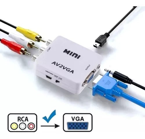 ADAPTADOR CONVERTIDOR DE SEÑALES RCA A VGA