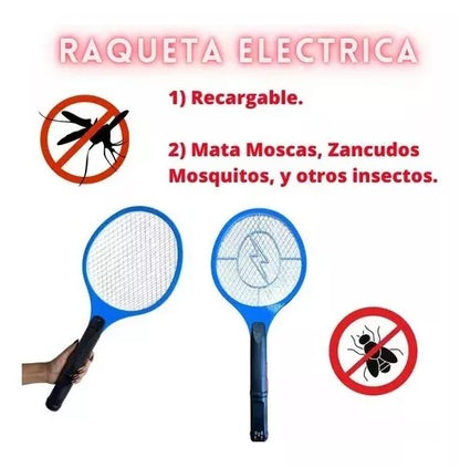 RAQUETA ELECTRICA RERGABLE MATA MOSCA ZACUNDOS