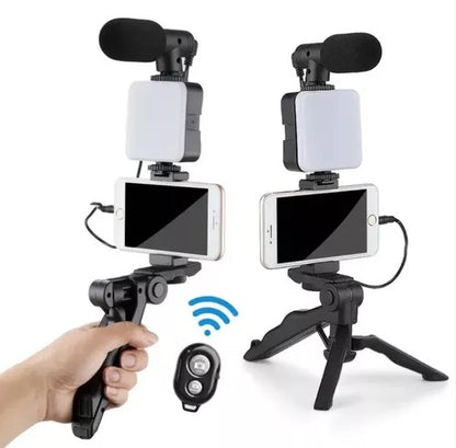 KIT PARA GABACIÓN DE VIDEOS CON MICROFONO Y LUZ LED