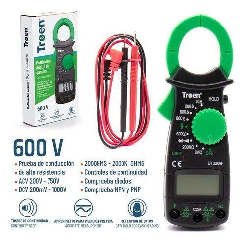 MULTIMETRO DIGITAL DE GANCHO TROEN 600V