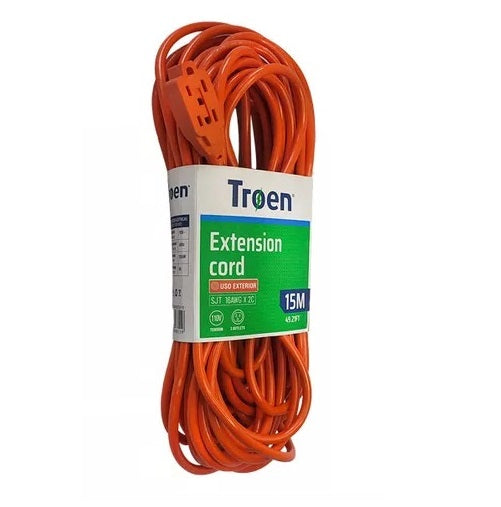 EXTENSION ELECTRICA DE 15 METROS 49.21FT 110V - TROEN