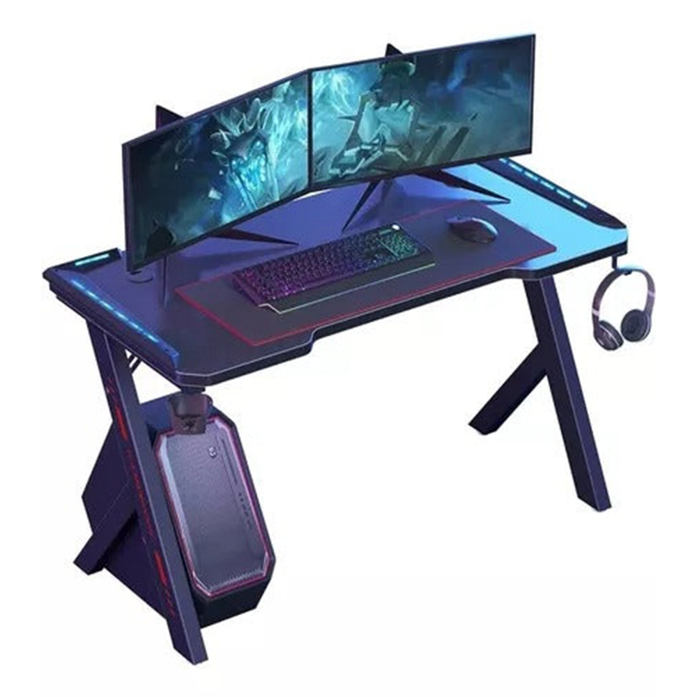 ESCRITORIO GAMER CON LUCES RGB CON SOPORTE PARA VASOS