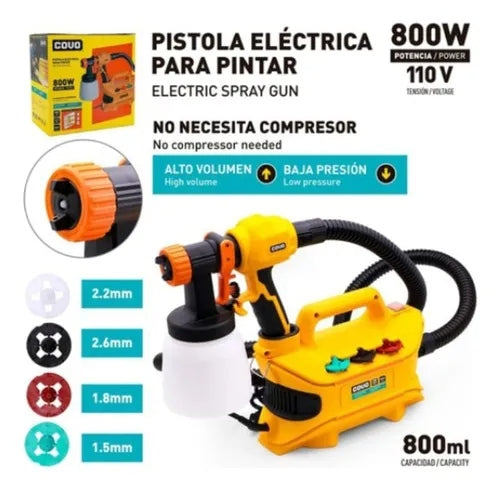 Pistola Electrica Para Pintar De 800 Watts Y 800 Ml Covo