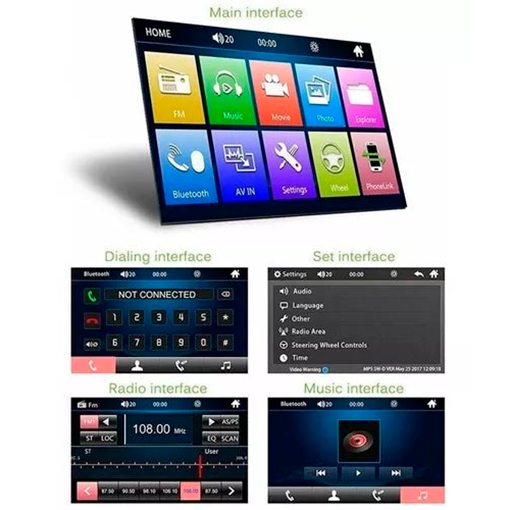 REPRODUCTOR DE PANTALLA 7" DOBLE DIN CON ACCESORIOS